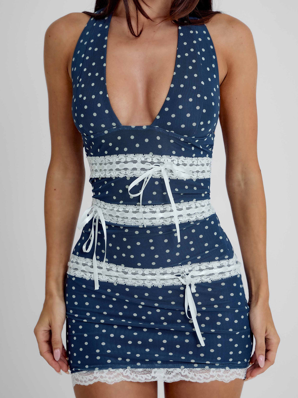DARI MINI DRESS NAVY POLKA DOT