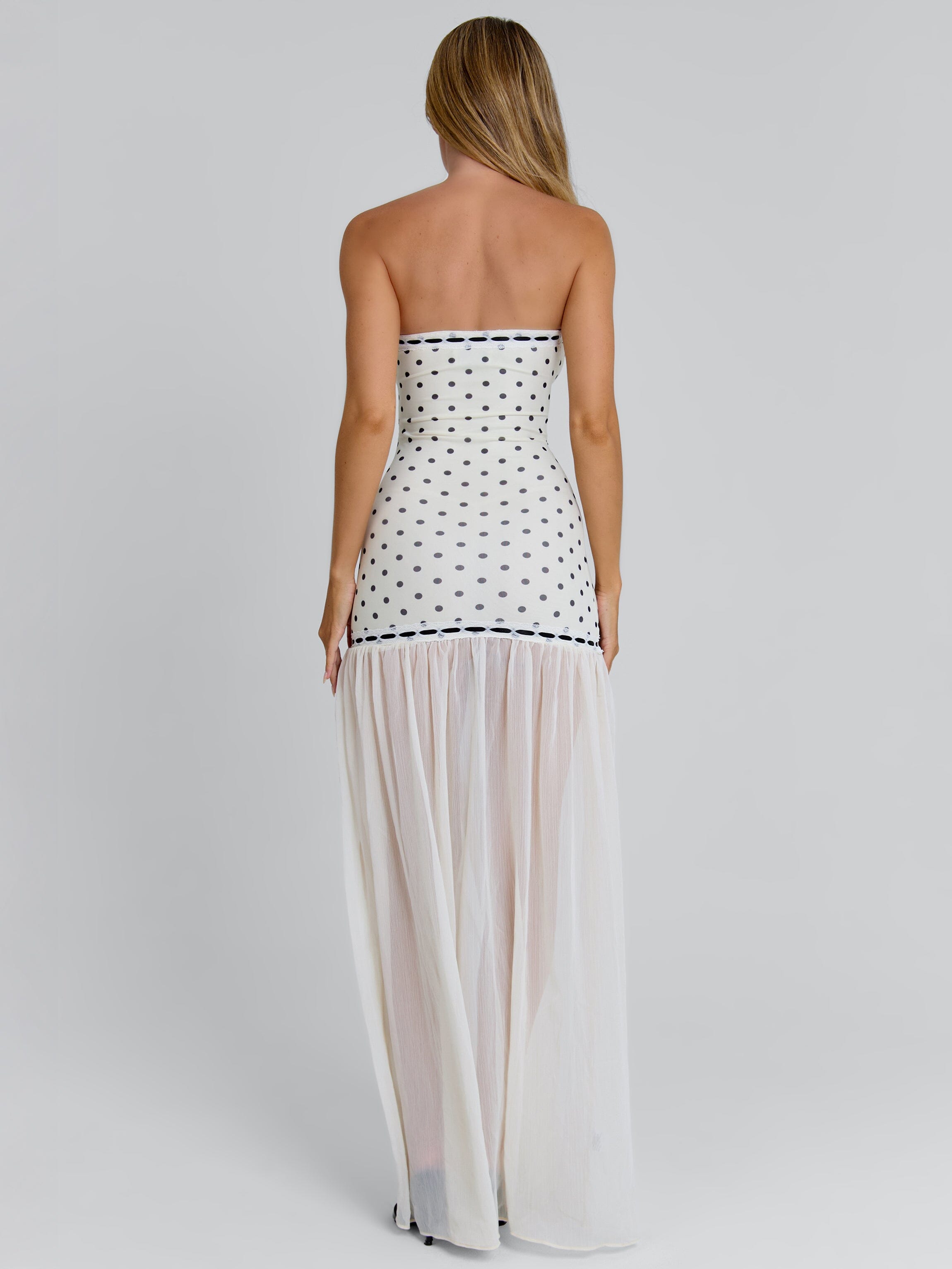 GIANA MAXI DRESS CREAM POLKA DOT