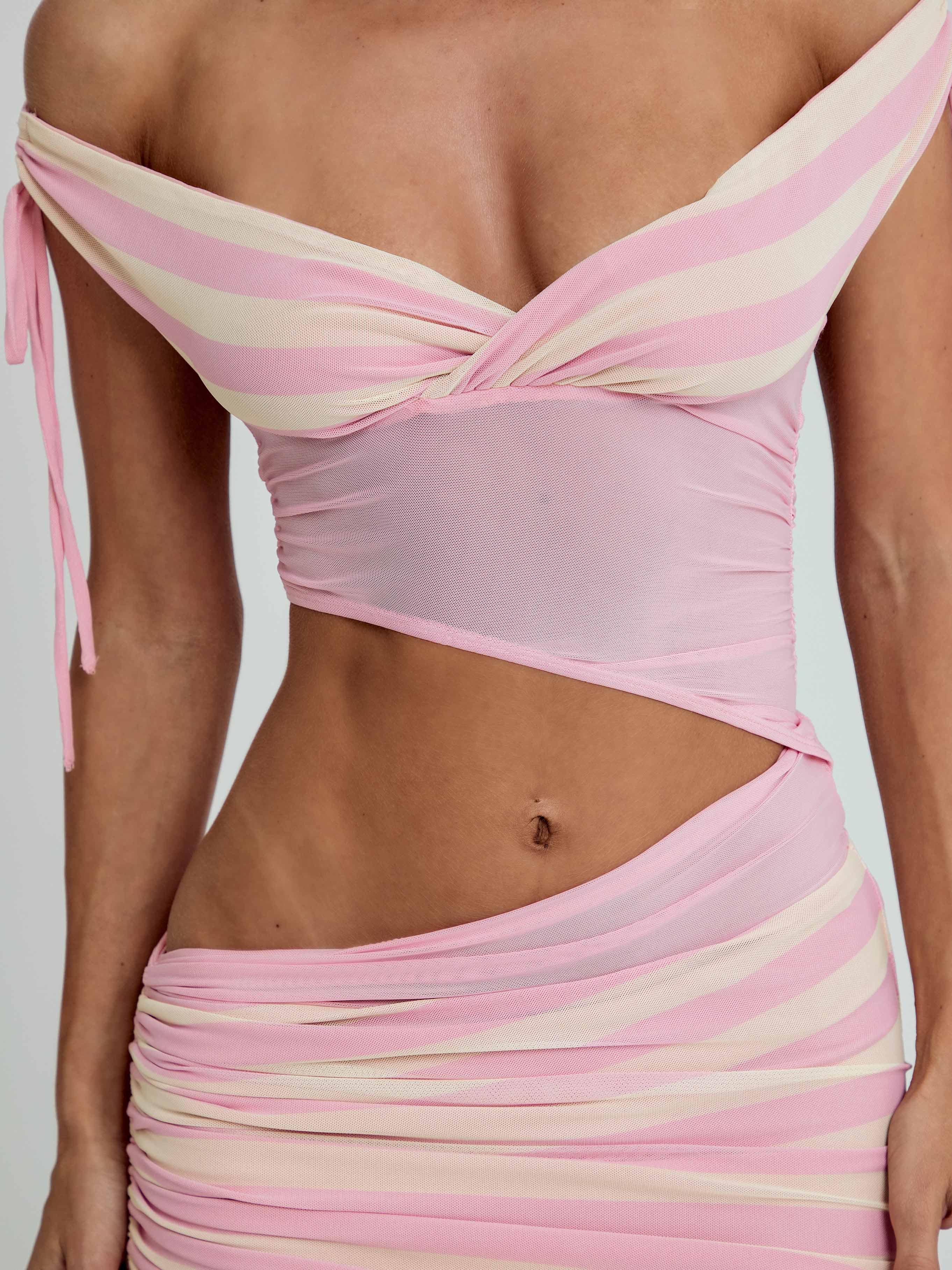 LEONA MINI DRESS PINK STRIPE