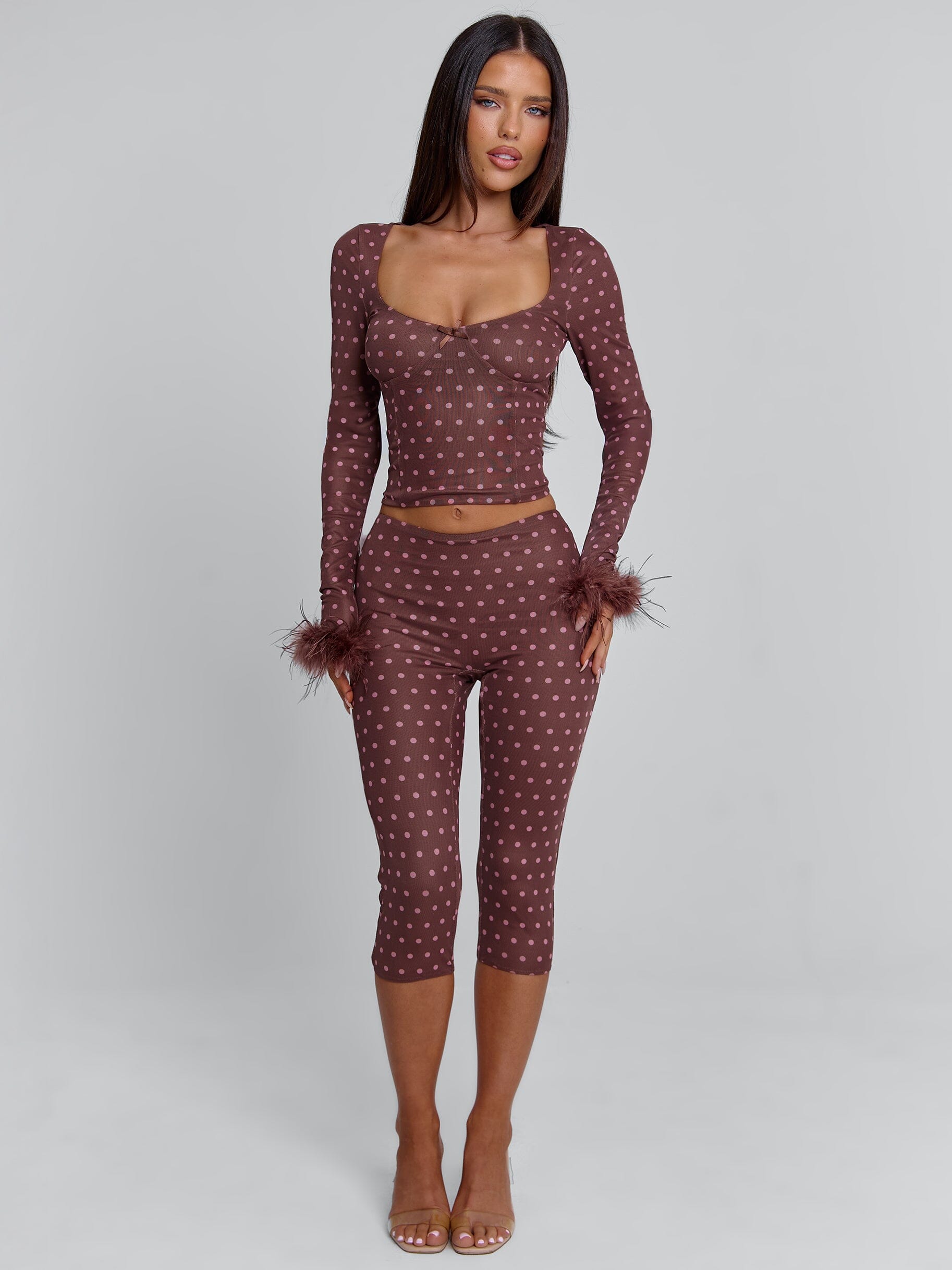 MAHRIA TOP BROWN POLKA DOT
