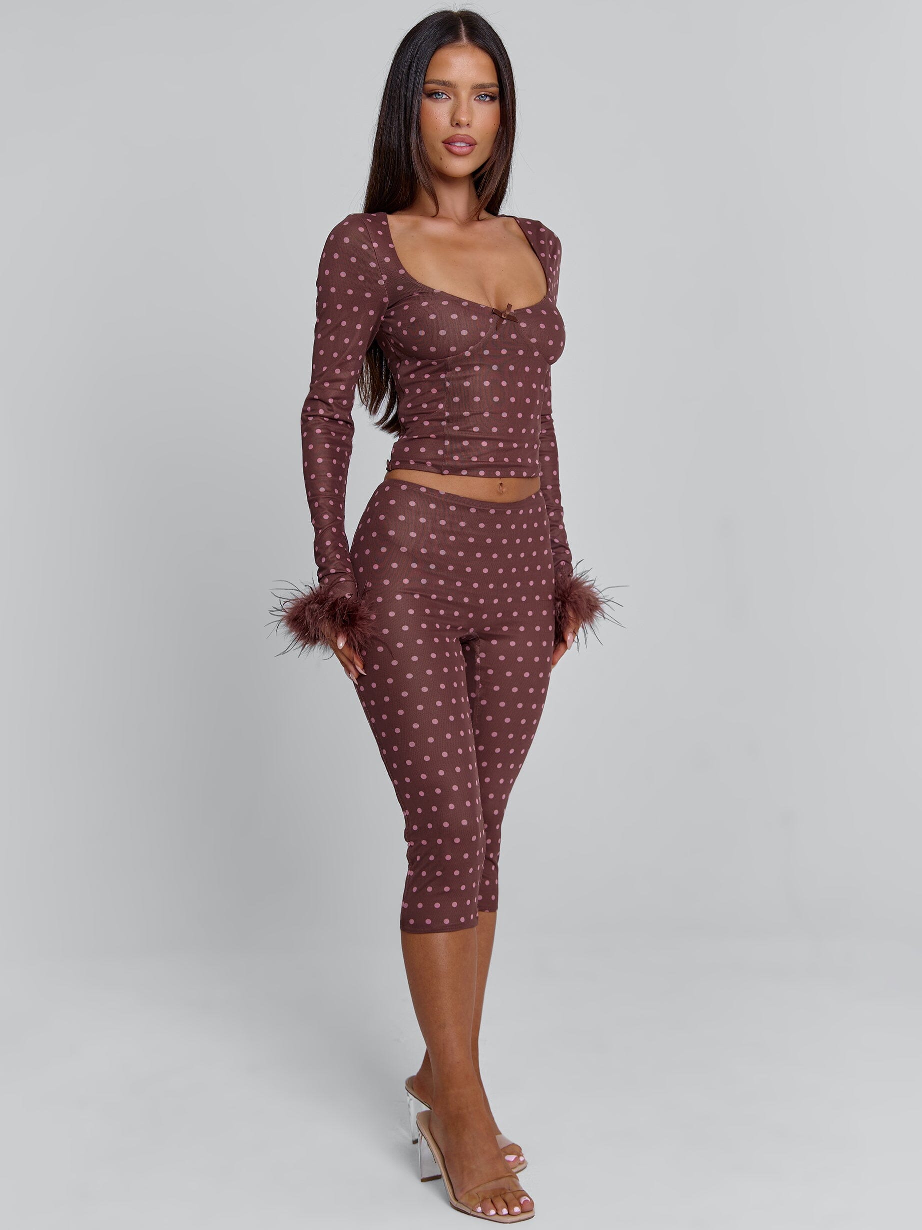 MAHRIA PANT BROWN POLKA DOT