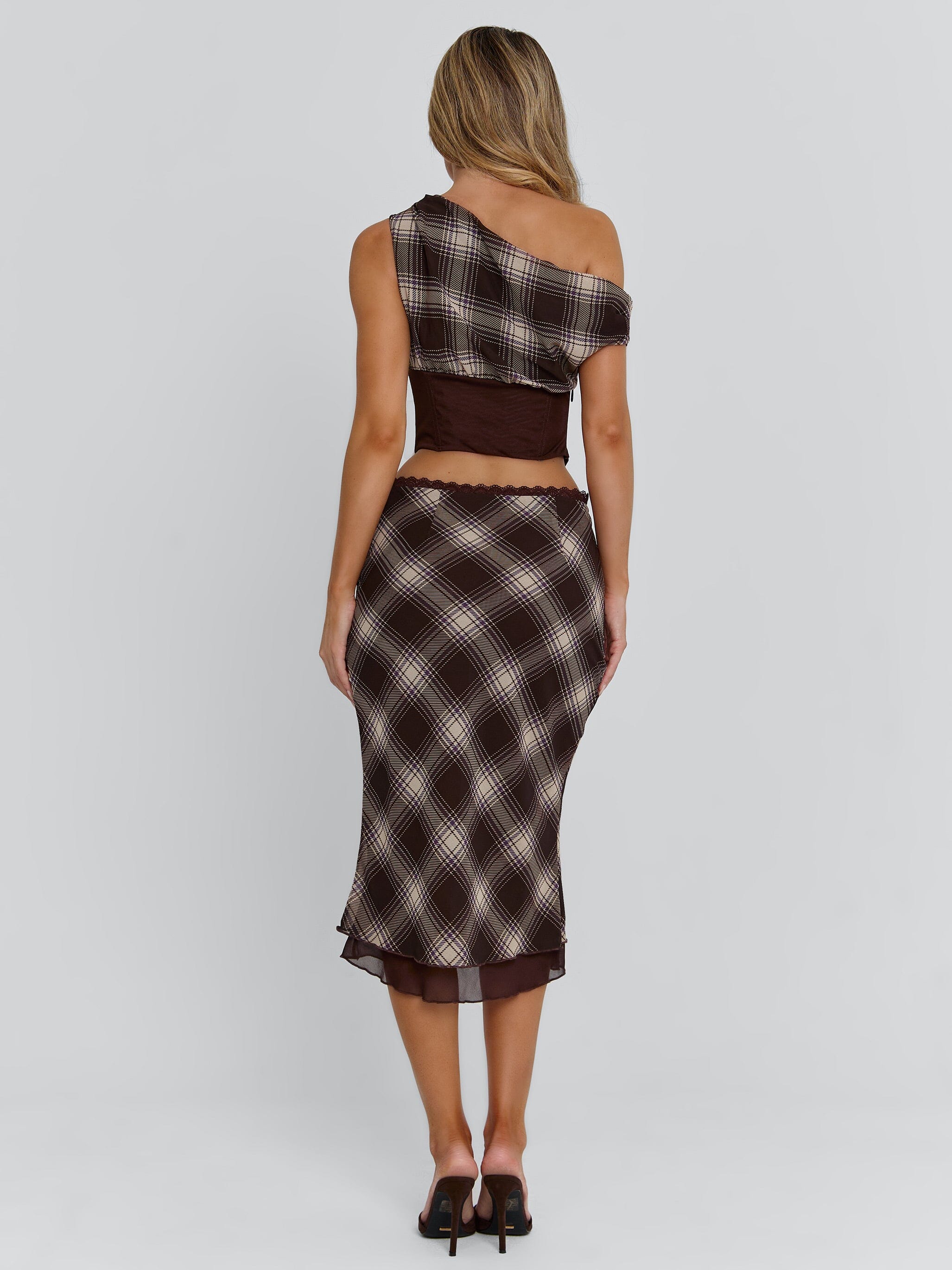 NARELLE TOP BROWN CHECK