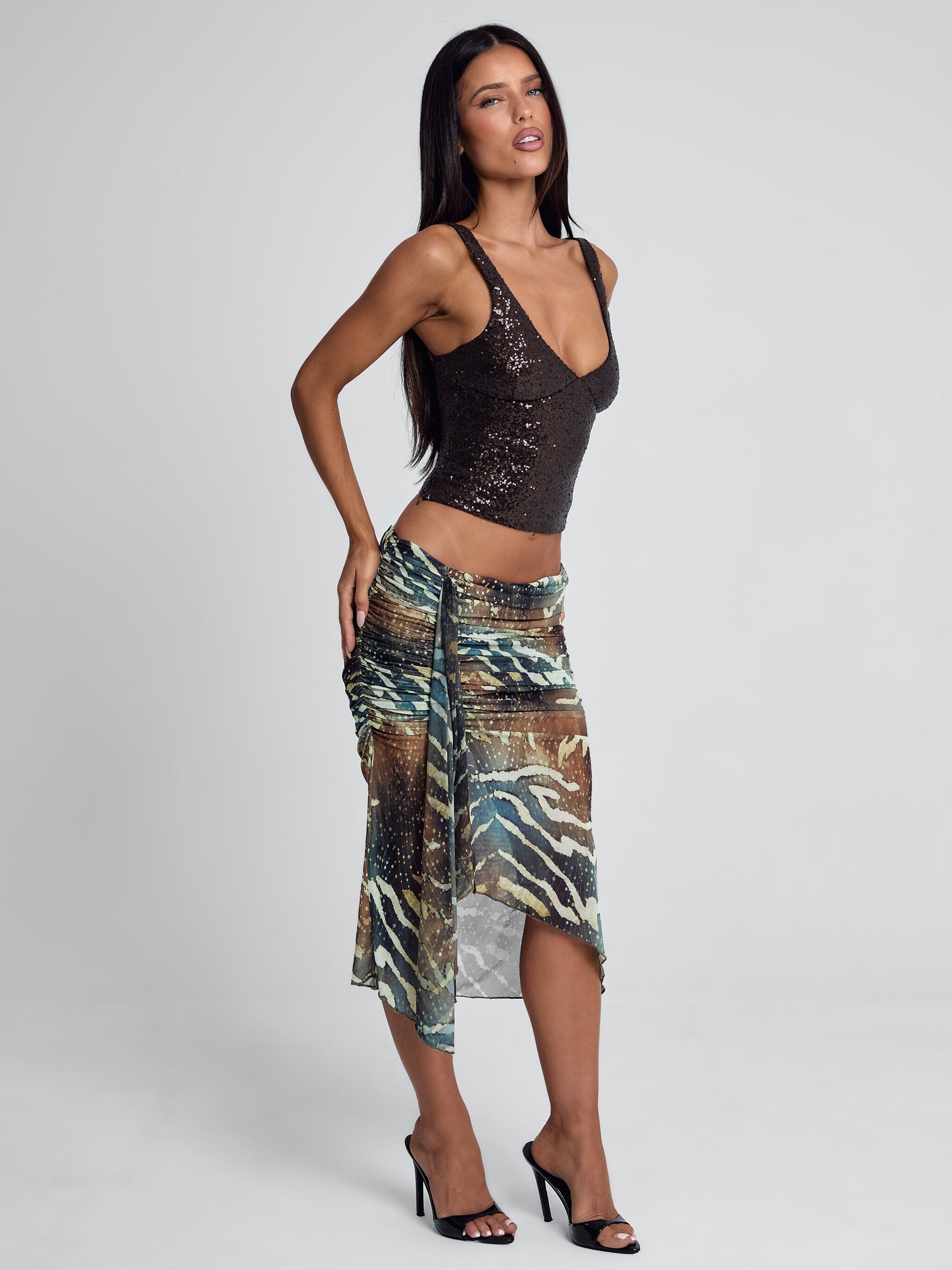ROEI CORSET TOP DARK BROWN