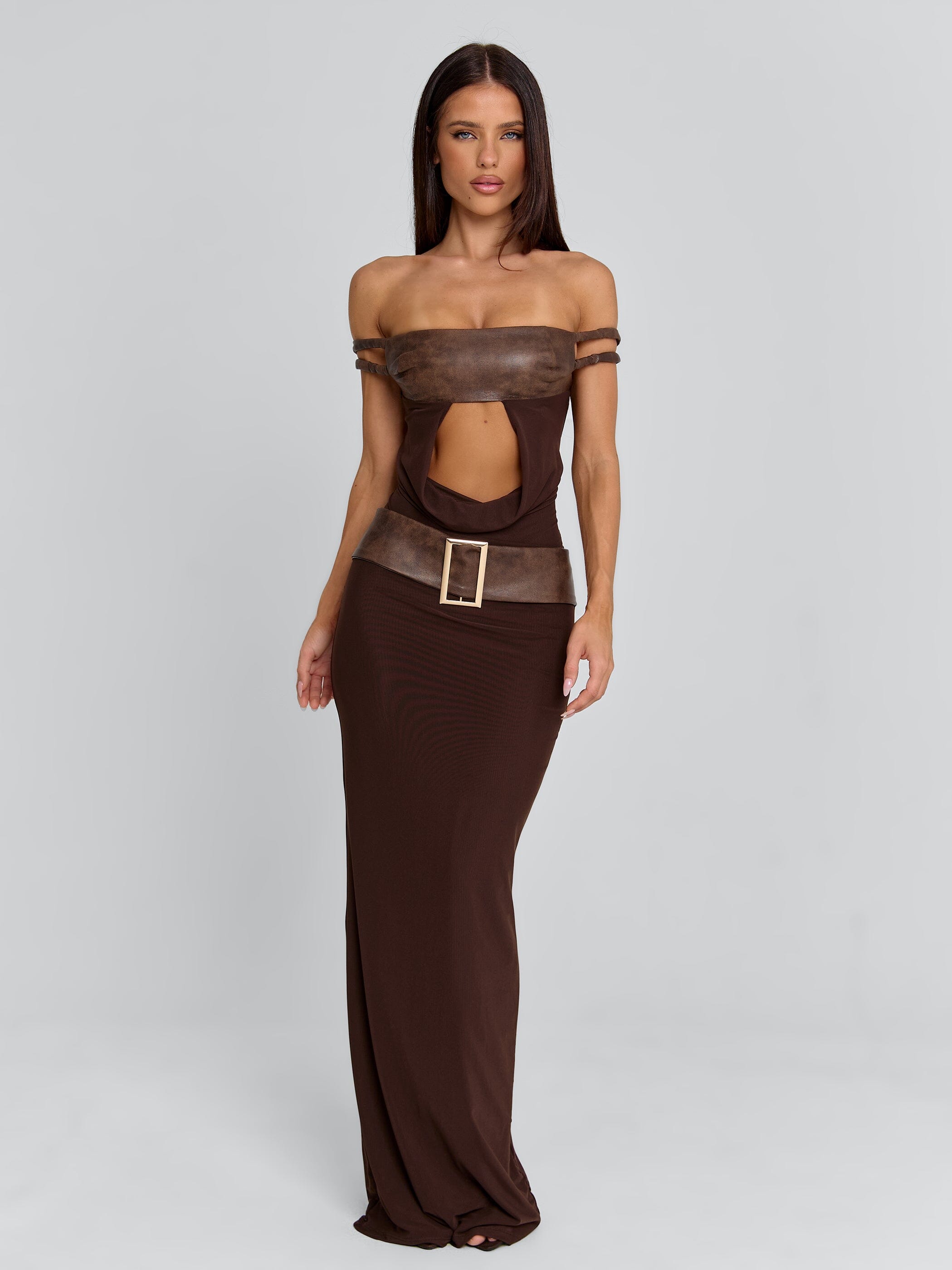 ROZIA MAXI DRESS BROWN