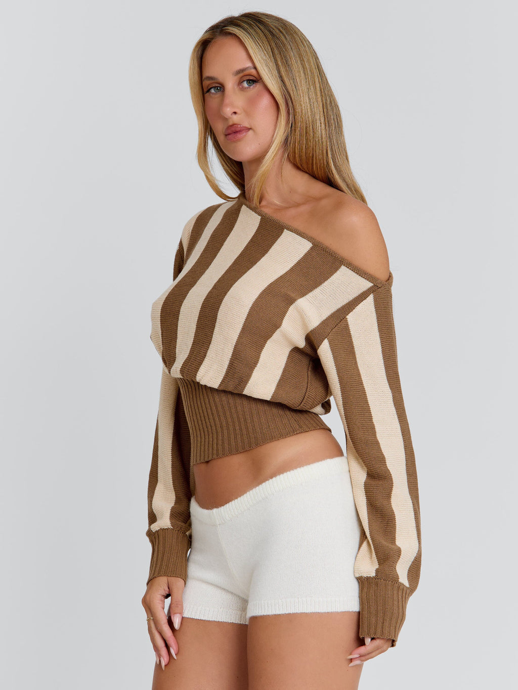 SUNDAZE TOP BROWN BEIGE STRIPE