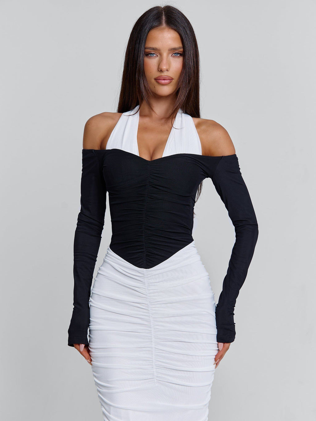 TAHITI MAXI DRESS WHITE/BLACK