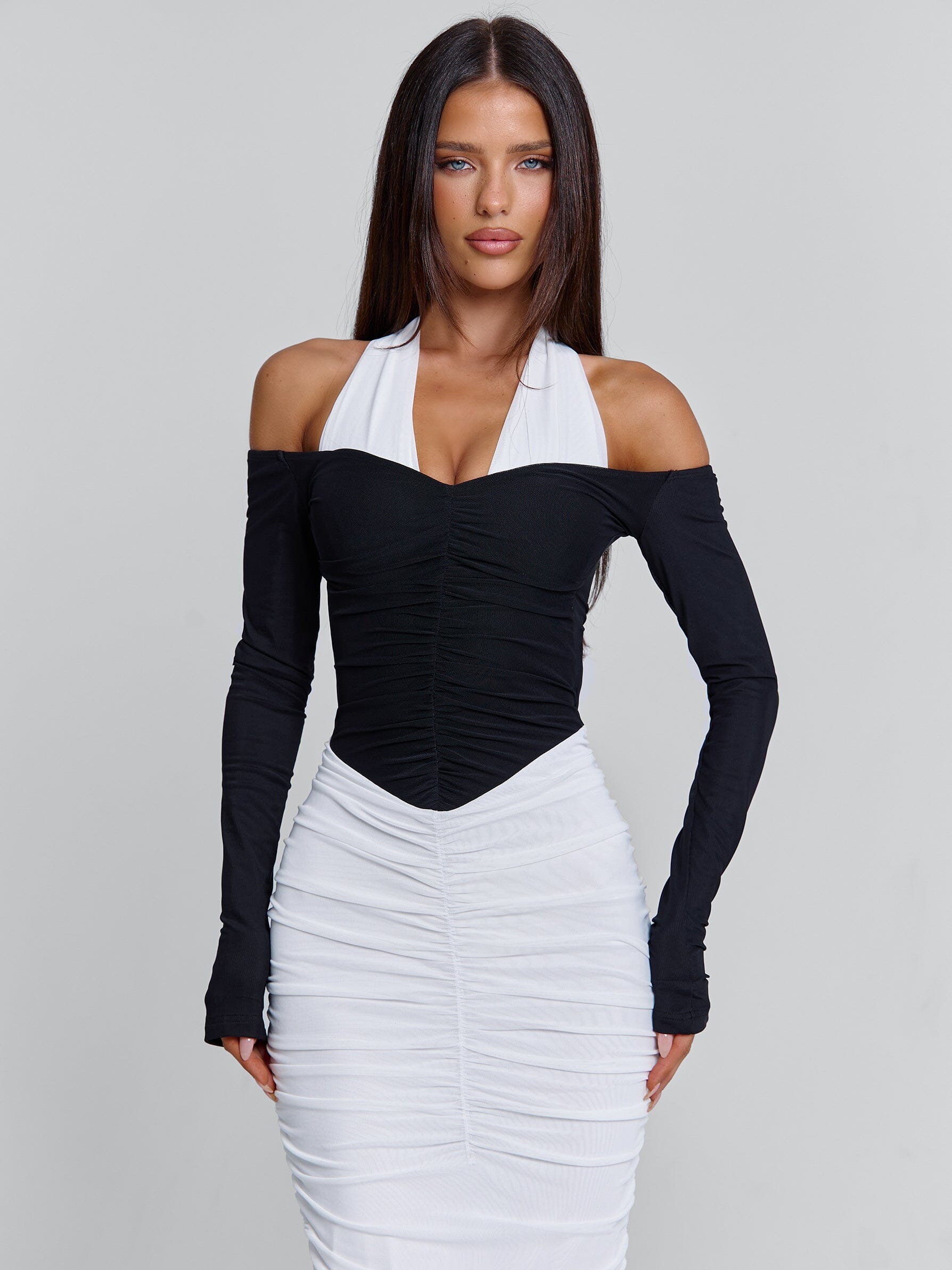 TAHITI MAXI DRESS WHITE/BLACK